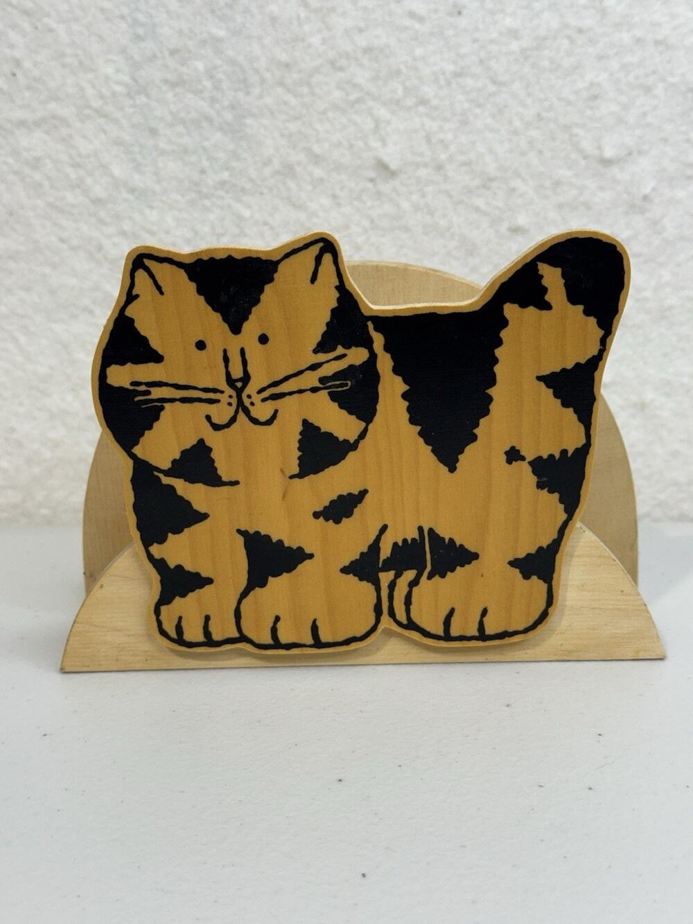 Quality Craft Wooden Cat Letter Rack Post Holder Bill Keeper England VTG